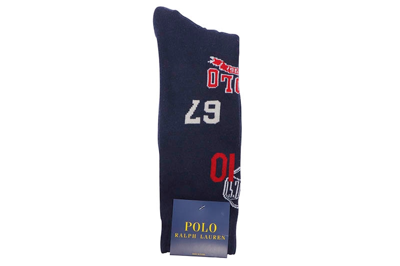 POLO RALPH LAUREN ATHLETIC CLUB PATCH CREW SOCKS (889375:NAVY)