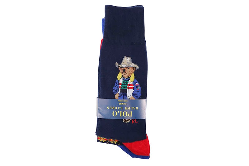 POLO RALPH LAUREN SUN VALLEY BEAR SLACK SOCKS 2-PACK (8991056PK:NAVY)