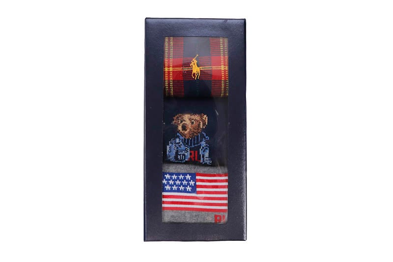 POLO RALPH LAUREN ASSORTED BEARS TROUSER SOCKS 3-PACK (899986BX:ASSORT)