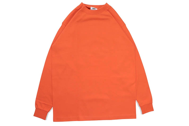 PRO CLUB HEAVYWEIGHT COTTON LONG SLEEVE CREW NECK T-SHIRT (ORANGE TANGERINE) 114