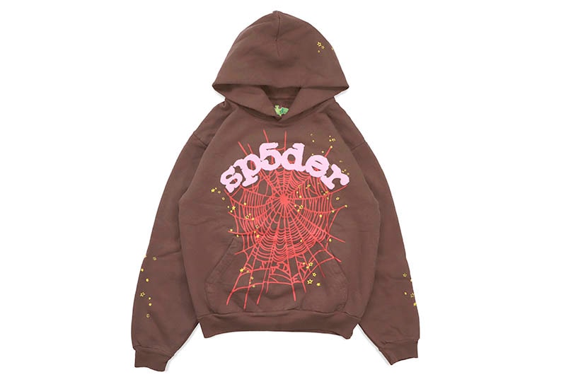 SP5DER RED ANGEL NUMBER 555 HOODIE (BROWN)