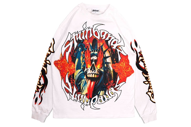SB STUDIOS STAINBANDZ LONGSLEEVE T-SHIRTS (WHITE/RED