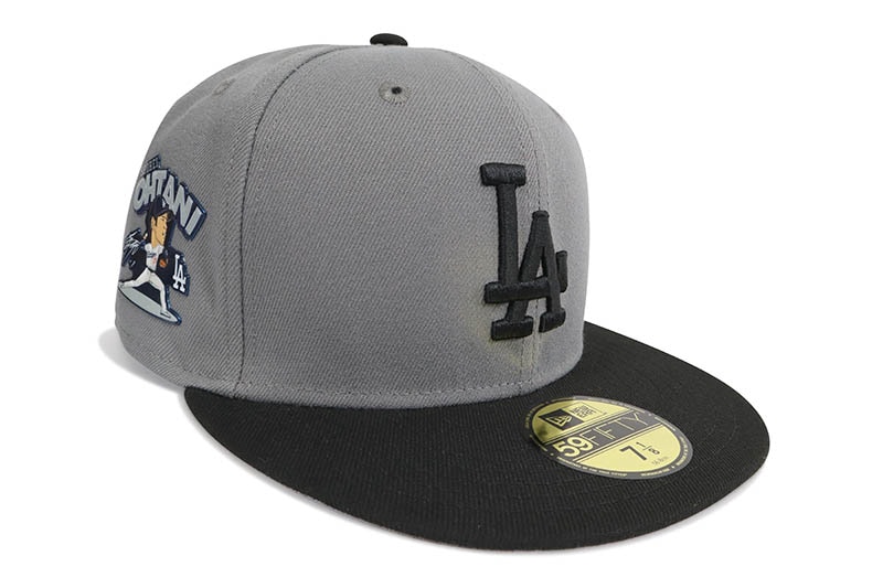 NEW ERA LOS ANGELES DODGERS 59FIFTY FITTED CAP (SHOHEI OHTANI PITCHING SIDE PATCH/GREY UNDER VISOR/STORM GREY BLACK) 60595104