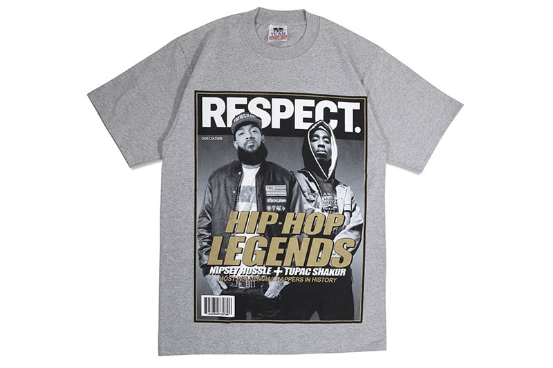 STREET WEAR SUPPLY NIPSEY & 2PAC RESPECT MAG S/S T-SHIRT (HEATHER GREY)