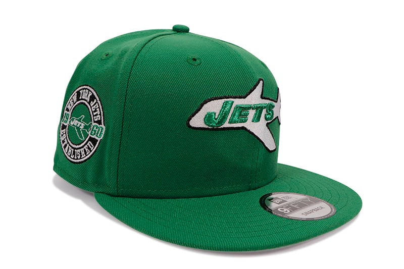 NEW ERA NEW YORK JETS 9FIFTY SNAPBACK CAP (1960 ESTABLISHED SIDE PATCH/ORANGE UNDER VISOR/KELLY)