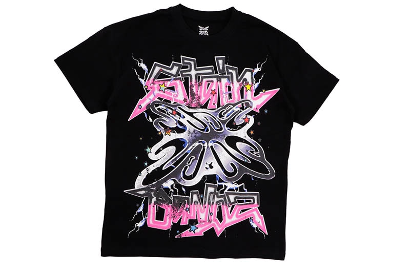 SB STUDIOS STAINBANDZ PINK RAIN T-SHIRT (BLACK)