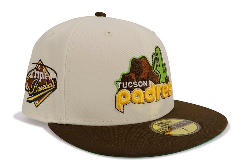 NEW ERA TUCSON PADRES 59FIFTY FITTED CAP (TRIPLE-A CUSTOM SIDE PATCH/GREEN UNDER VISOR/CHROME WALNUT)