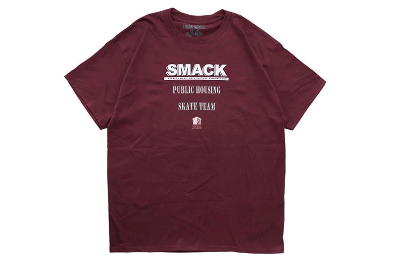 PUBLIC HOUSING SKATE TEAM SMACK DVD T-SHIRT (MAROON)