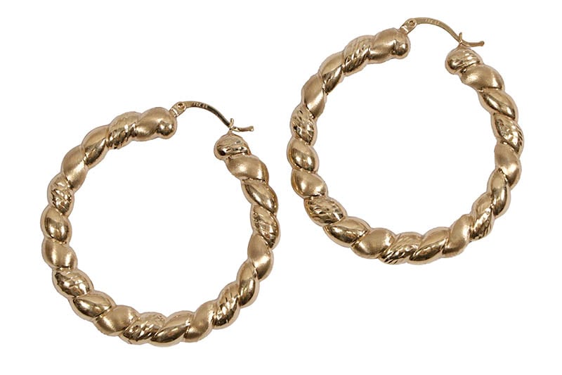10K YELLOW TWISTED HOOP EARRINGS #321