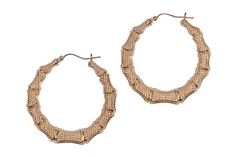 10K YELLOW BAMBOO HOOP EARRINGS #322