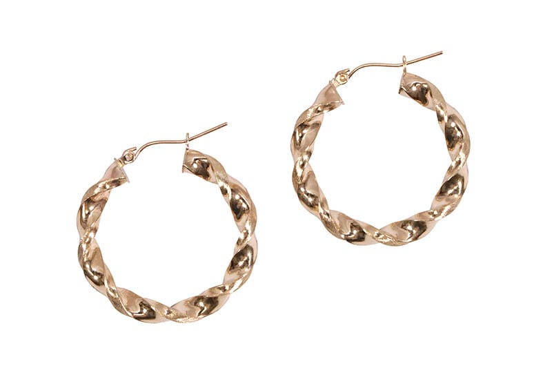 10K YELLOW TWISTED HOOP EARRINGS #326
