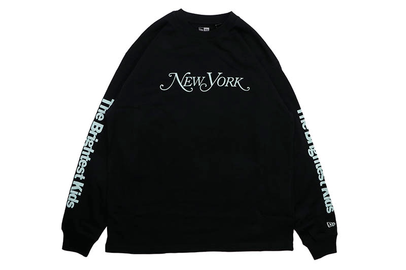 NEW ERA NEW YORK MAGAZINE L/S OVERSIZED COTTON TEE (BLACK/SEA GLASS) 14350605