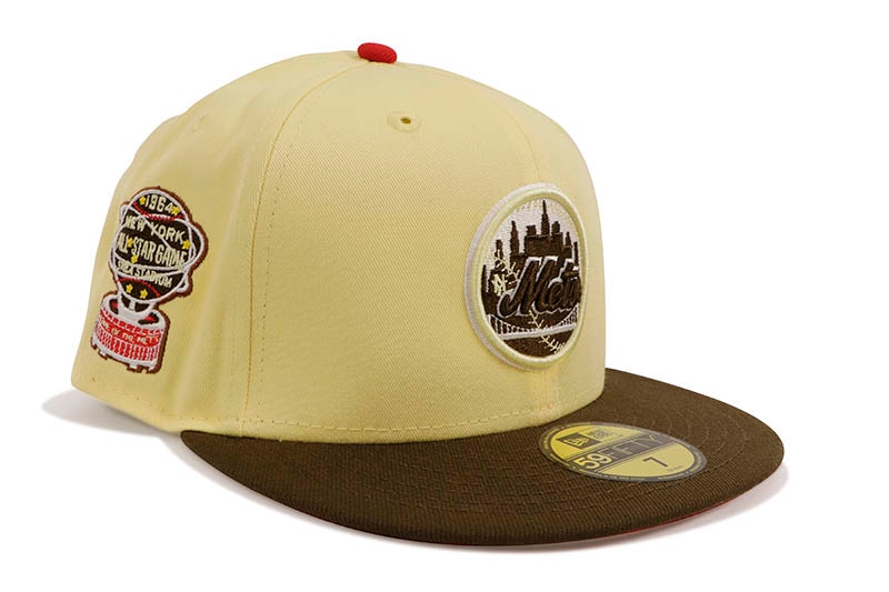 NEW ERA NEW YORK METS 59FIFTY FITTED CAP (1964 ALL STAR GAME SIDE PATCH/RED UNDER VISOR/SOFTYELLOW WALNUT)