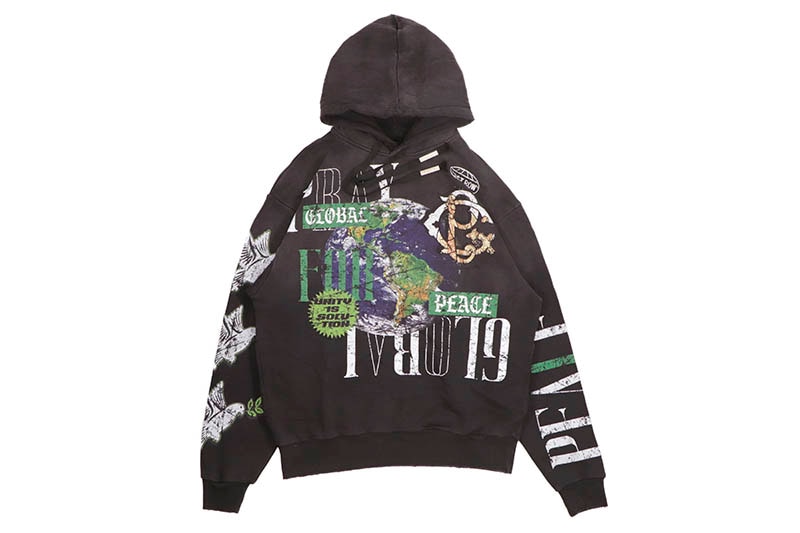 FIRST ROW GLOBAL PEACE PULLOVER HOODIE (FRF2473:BLACK)