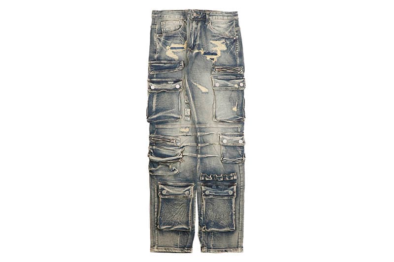 FIRST ROW UTILITY CARGO MULTI DENIM PANTS (FRD2243MST:MEDIUM STONE TINT)