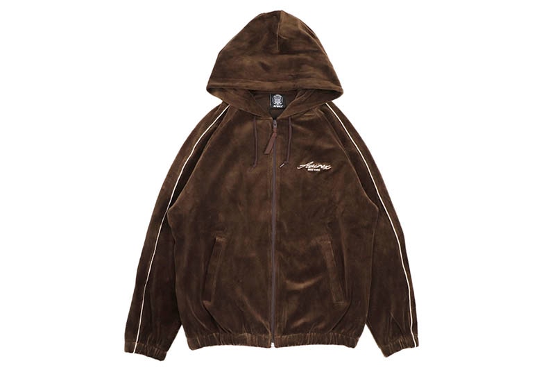 AVIREX CURSIVE LOGO VELOUR ZIP PRAKA (783-4231003:BROWN)