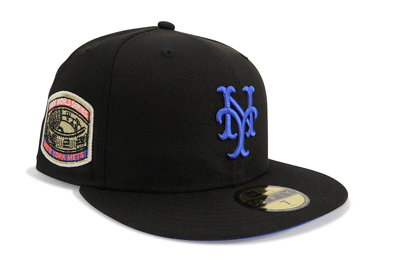 NEW ERA NEW YORK METS 59FIFTY FITTED CAP (1969 WORLD SERIES SIDE PATCH/DARK ROYAL UNDER VISOR/BLACK)