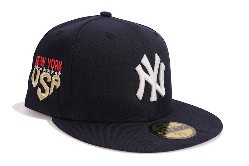 NEW ERA NEW YORK YANKEES 59FIFTY FITTED CAP (NEW YORK USA SIDE PATCH/GREY UNDER VISOR/NAVY)