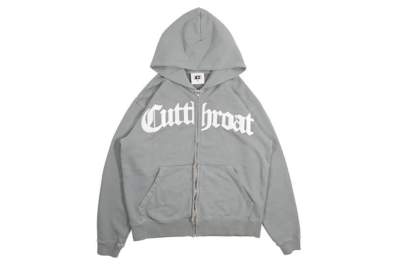 CUTTHROAT LOGO ZIP HOODIE (GREY) | Brand,A-F,CUTTHROAT
