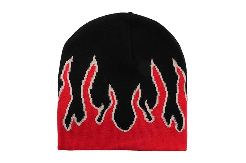 FLAME BEANIE (BLACK/RED/TAN)