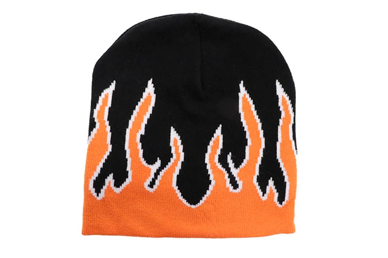 FLAME BEANIE (BLACK/ORANGE)