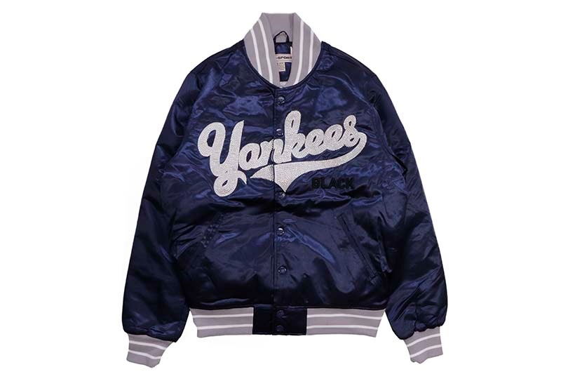 SD SPORT BLACK YANKEES SATIN VARSITY JACKET (SM2223NV:NAVY