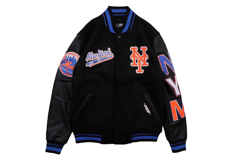 PRO STANDARD NEW YORK METS SCRIPT TAIL RIB WOOL VARSITY JACKET