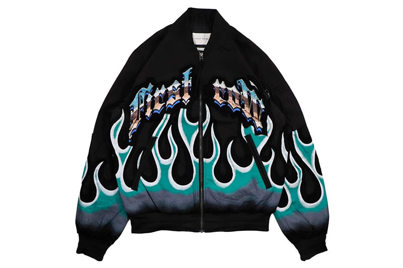 FIRST ROW FREEDOM IS NOT FREE FLAME MA-1 JACKET (FRJ4016:BLACK)