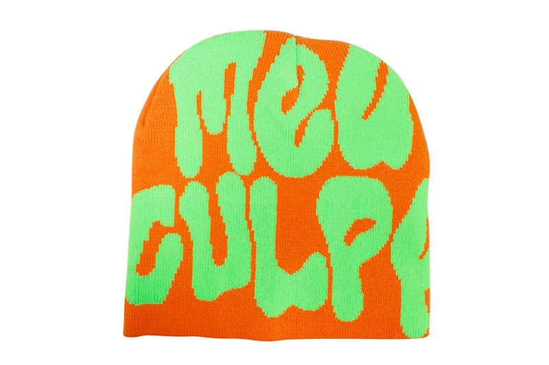 MEA CULPA BEANIE (ORANGE/LIME GREEN)