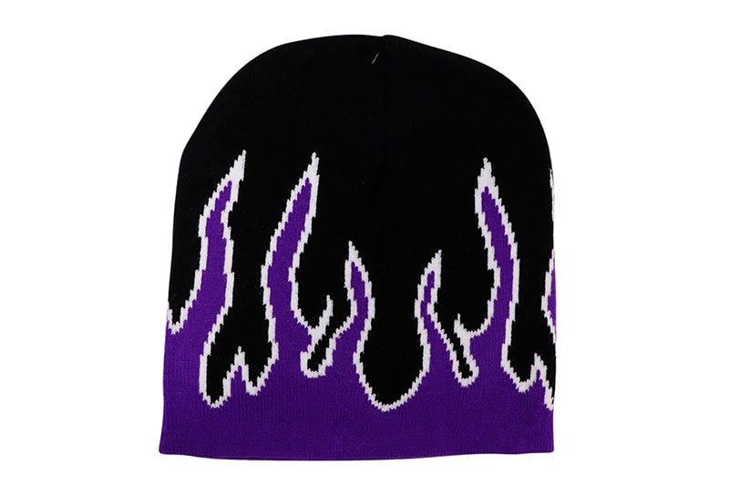 FLAME BEANIE (BLACK/PURPLE/WHITE)
