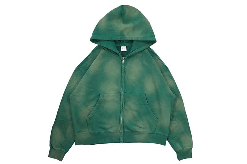 EPTM SUN FADED CROPPED ZIP UP HOODIE (EP11729:HUNTER GREEN)