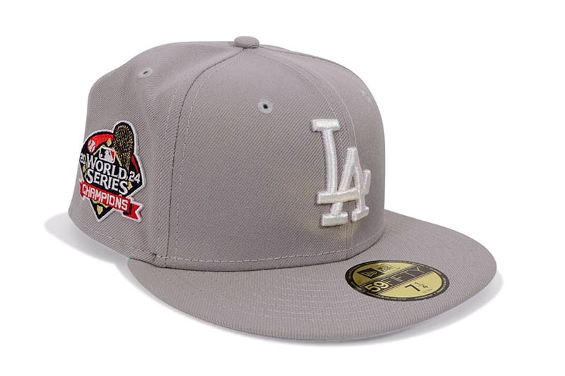 NEW ERA LOS ANGELES DODGERS 59FIFTY FITTED CAP (2024 WORLD SERIES CHAMPIONS SIDE PATCH/GREY UNDER VISOR/GREY)
