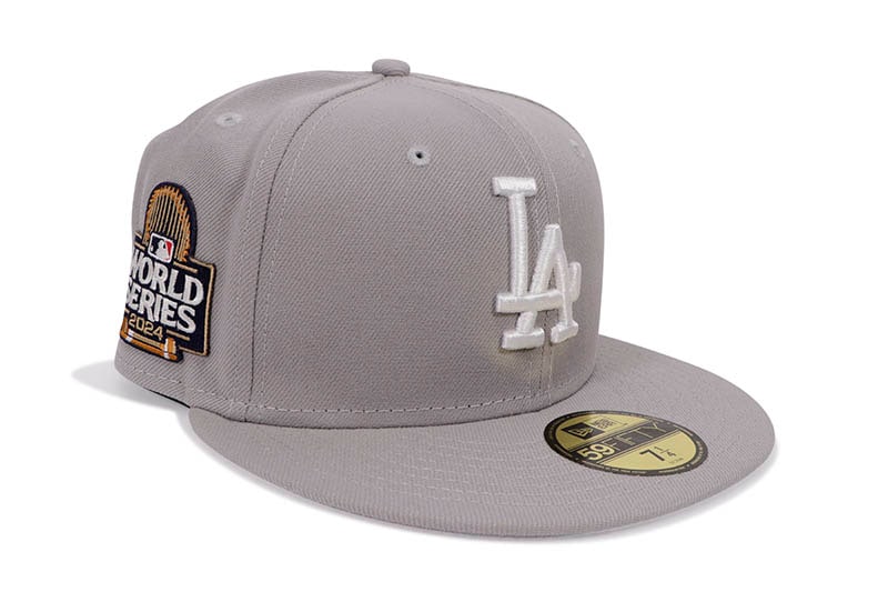 NEW ERA LOS ANGELES DODGERS 59FIFTY FITTED CAP (2024 WORLD SERIES SIDE PATCH/GREY UNDER VISOR/GREY)