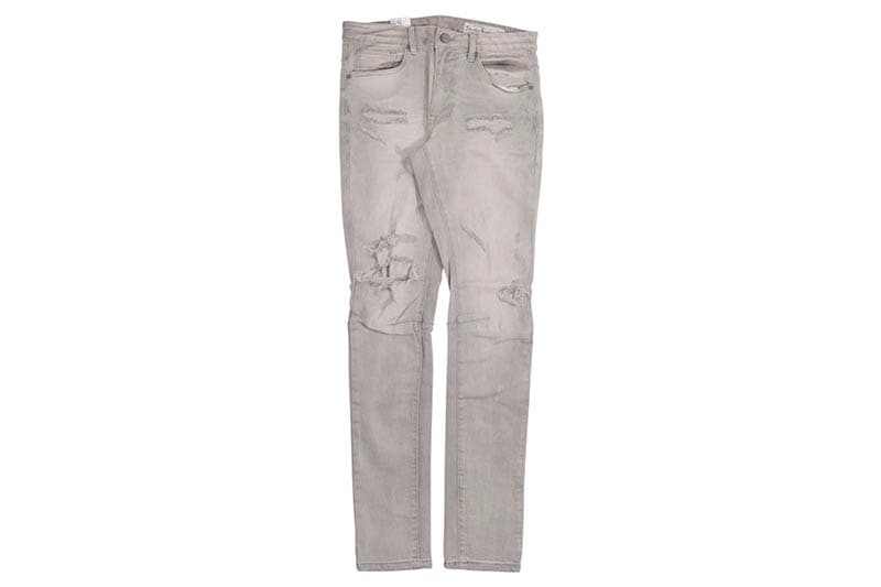 SMOKE RISE SLIM TAPERED VINTAGE WASHED JEANS (JP24101:CLOUD GREY