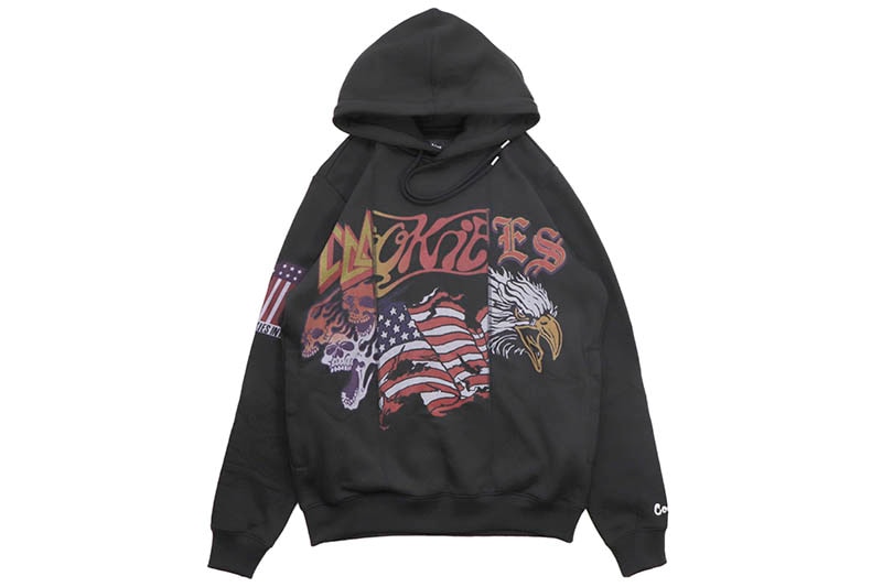 COOKIES HIGHWAY OVERLOCK FRENCH TERRY PULLOVER HOODIE (CM244HFC07:BLACK)