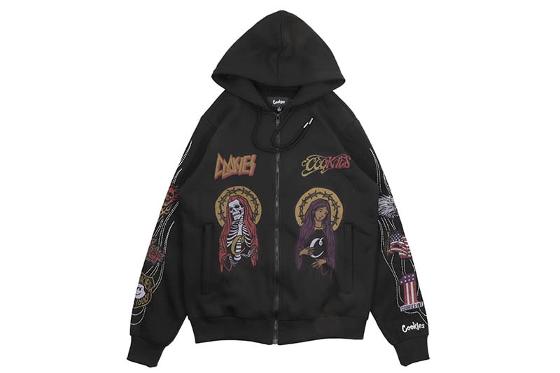 COOKIES HIGHWAY ZIP FRONT HOODIE (CM244HFC05:BLACK)