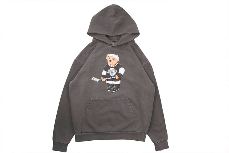 MARKET HOCKEY BEAR HOODIE (397000659:WASHED BLACK)
