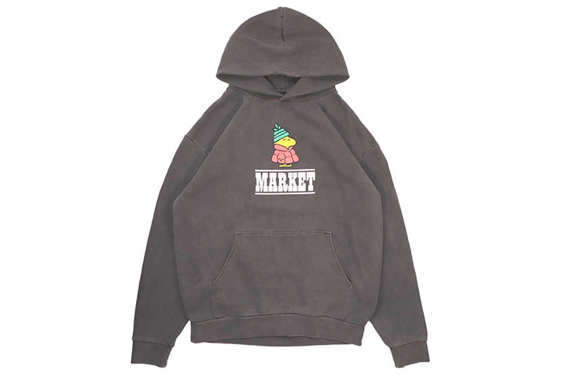 MARKET PEANUTS PUFFER HOODIE (397000674:WASHED BLACK)