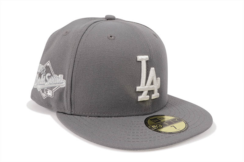 NEW ERA LOS ANGELES DODGERS 59FIFTY FITTED CAP (1988 WORLD SERIES SIDE PATCH/CHROME UNDER VISOR/ST GREY)