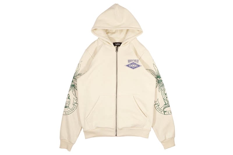 COOKIES CUBAN LINK ZIP FRONT HOODIE (CM251HFC11:CREAM)