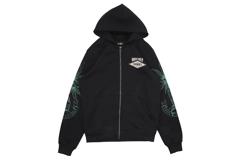 COOKIES CUBAN LINK ZIP FRONT HOODIE (CM251HFC11:BLACK)
