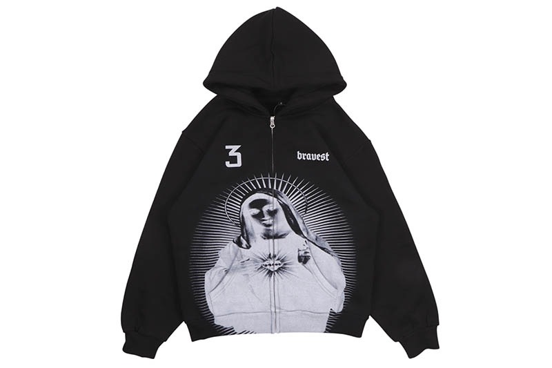 BRAVEST STUDIOS MARY ZIP UP HOODIE (BLACK)