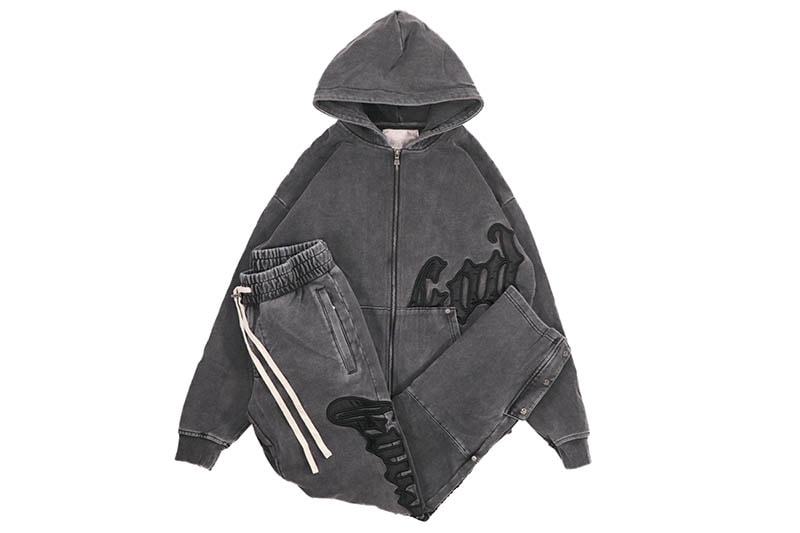 GODSPEED OG LOGO SWEATSUIT V2 (BLACK WASH/BLACK SATIN)