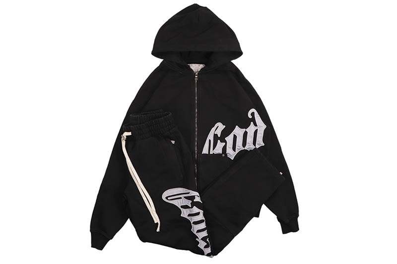 GODSPEED OG LOGO SWEATSUIT V2 (BLACK/SILVER SATIN)