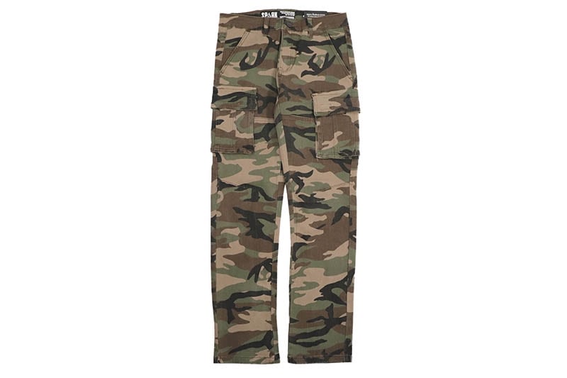 SPARK SLIM STRAIGHT FIT STRETCH CARGO CAMO PANTS (S4413:WOODLAND)