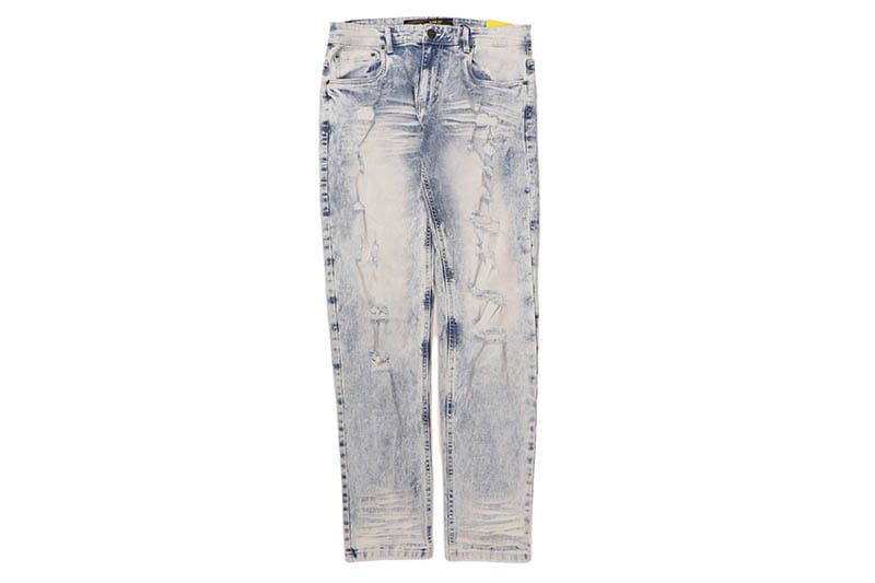 SPARK SLIM STRAIGHT FIT STRETCH JEANS WITH 3D CRINKLE & REPAIR (S4405:BLEACH BLUE)