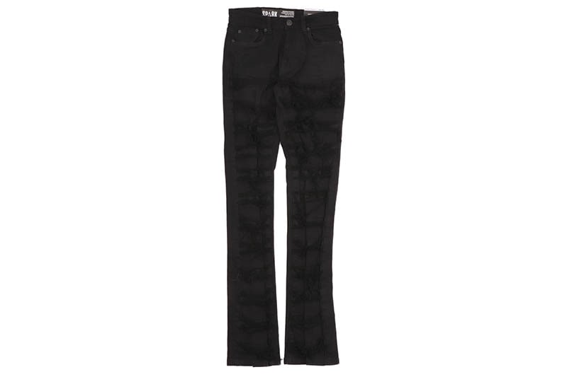 SPARK STRETCH STACKED TWILL PANTS WITH FRAYED PATCH (S3016/S3016T:JET BLACK)