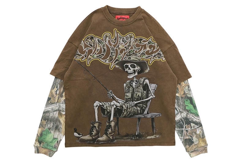 GODSPEED GONE FISHING LAYERED T-SHIRT (BROWN)