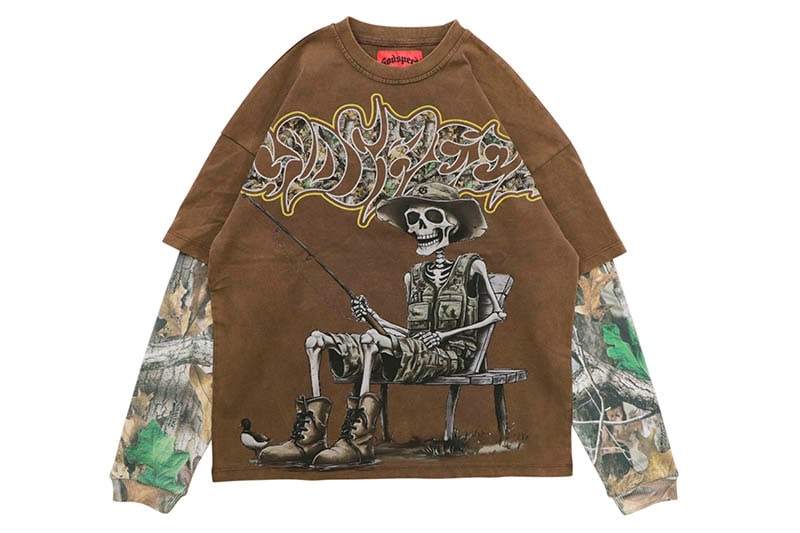 m*o様 GODSPEED GONE FISHING LAYERED T-SHI GODSPEED GONE FISHING LAYERED T-SHIRT (BROWN) | Brand,G-L