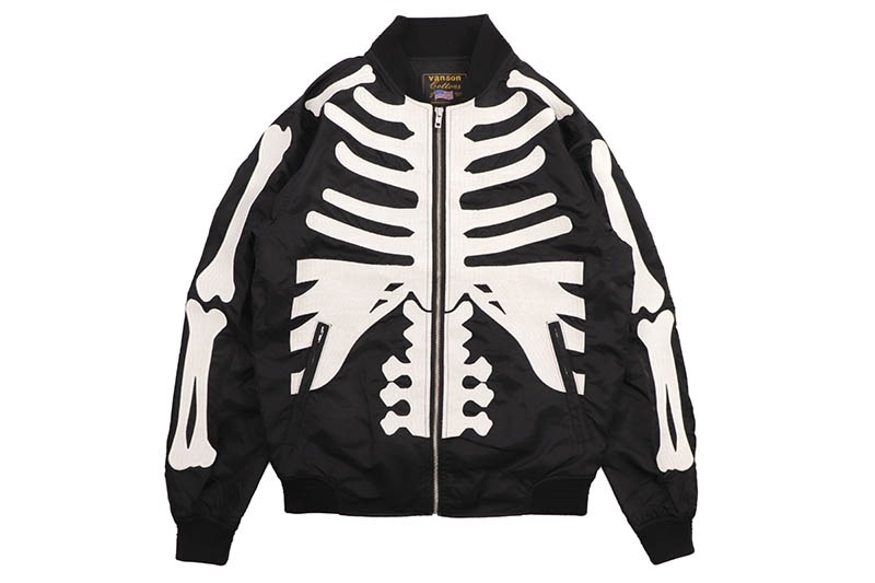 VANSON SKELTON BONES NYLON TWILL JACKET (NVJK-2502:BLACK)